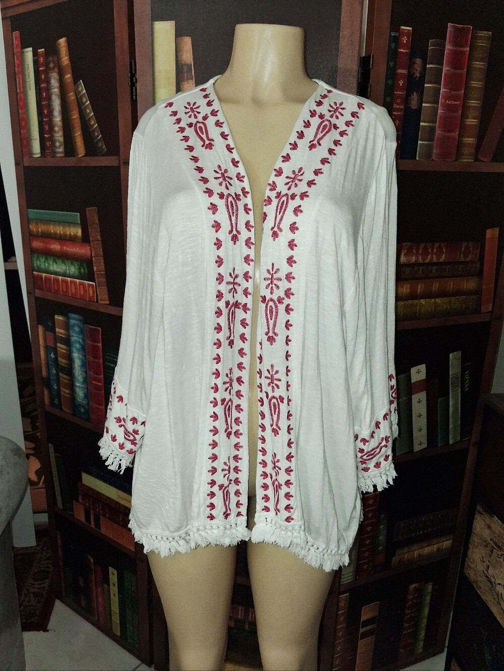 KNOX ROSE OPEN KIMONO CARDIGAN SZ LG